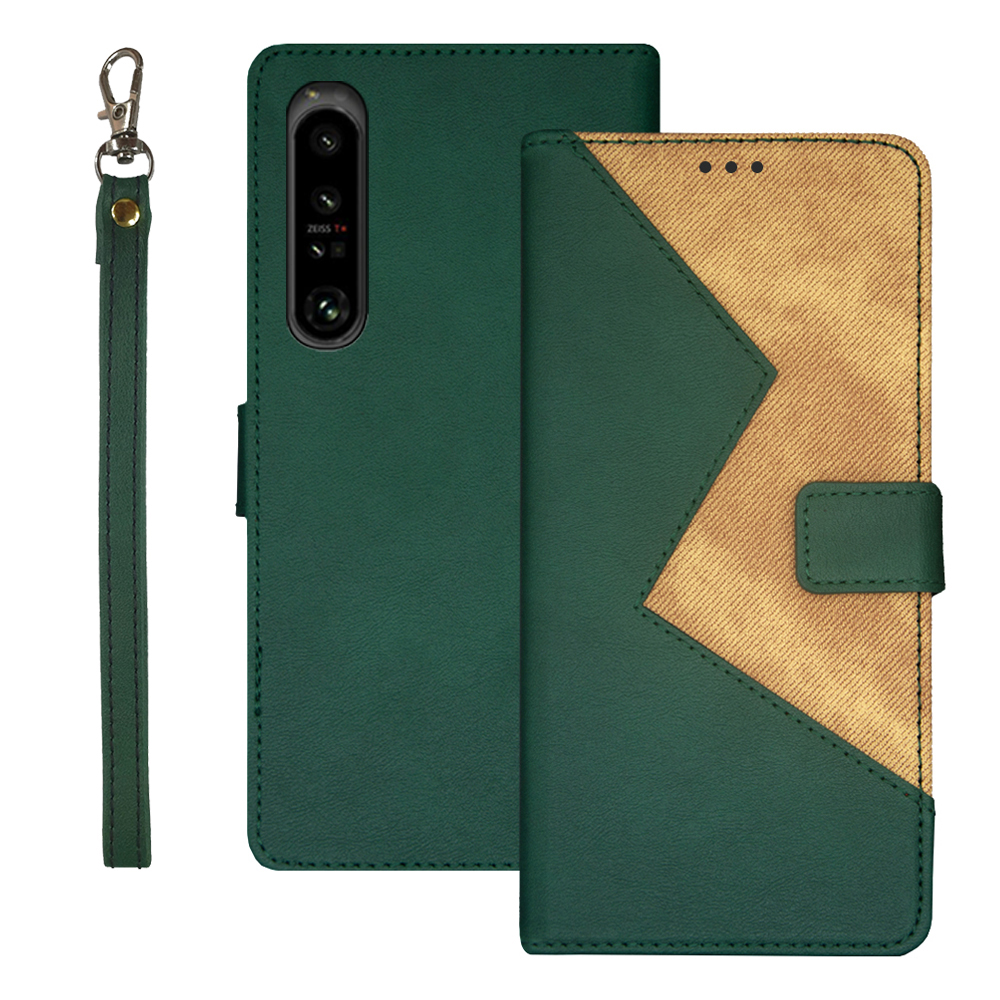

IDEWEI Spleißen PU -lederabdeckung Für Sony Xperia 1 V Stand Flip Phone Hülle Mit Kartensteckplätzen - Grün, Sony Xperia 1 V