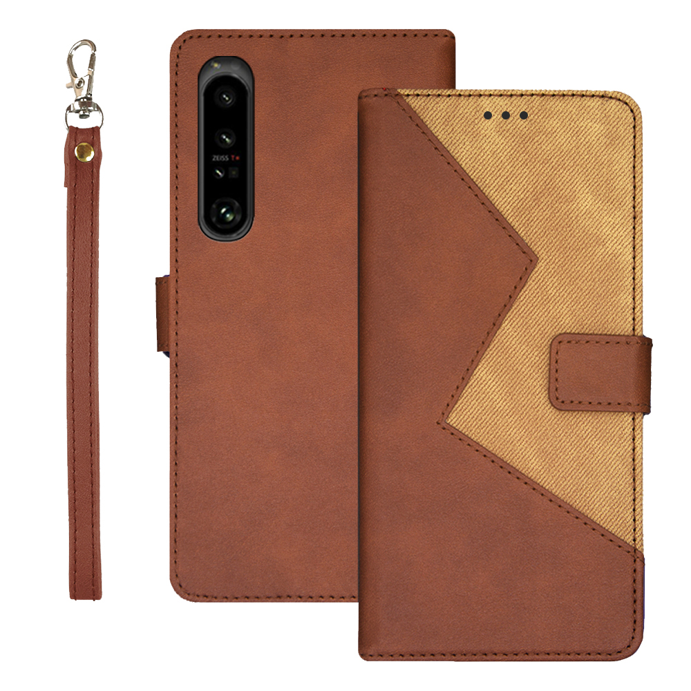 

IDEWEI Spleißen PU -lederabdeckung Für Sony Xperia 1 V Stand Flip Phone Hülle Mit Kartensteckplätzen - Braun, Sony Xperia 1 V