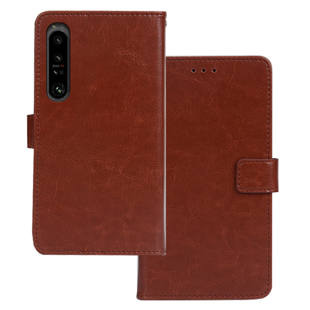

Idewei Für Sony Xperia 1 V PU Leder Ständer Case Crazy Horse Textur Wallet Deckung Telefonschale - Braun, Sony Xperia 1 V