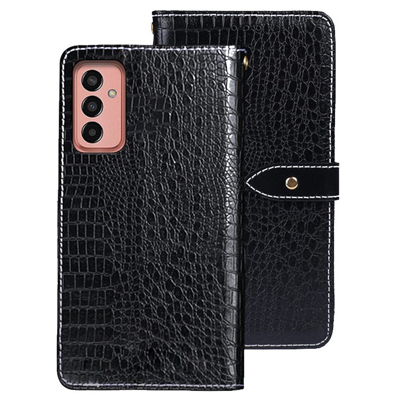 

IDEWEI Für Samsung Galaxy M13 4G PU Leder Krokodil Textur Hülle Wallet Stand Cover - Schwarz, Galaxy M13 4G