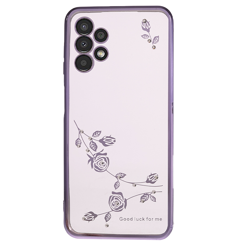 

Für Samsung Galaxy A13 4G Weiche TPU Blütenhülle Strasselektroplierende Mobiltelefonschutzabdeckung - Lila, Galaxy A13 4G
