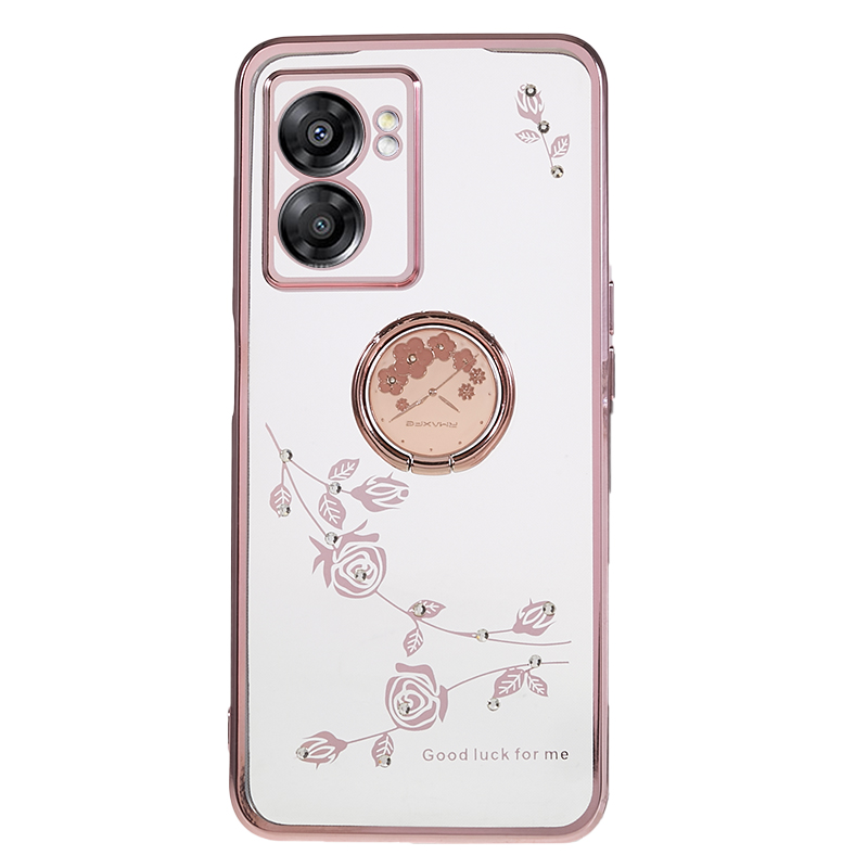 

Strassblütenabdeckung Für Oppo A57 (2022) 5G / A77 5G Electroplated Clear TPU -telefonhülle Mit Ring Kickstand - Roségold, Oppo A57 (2022) 5G
