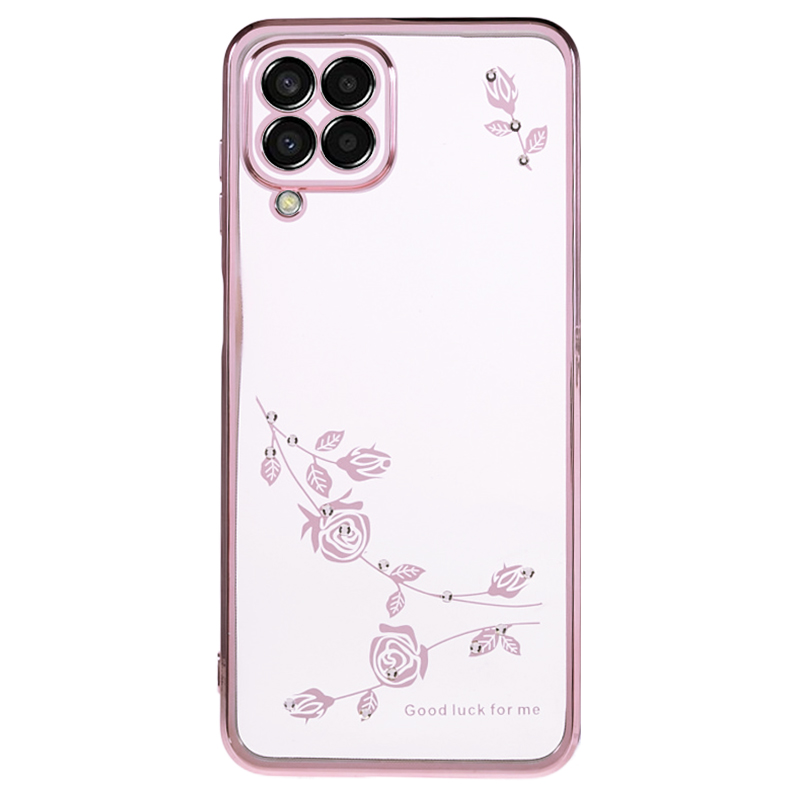 

Für Samsung Galaxy A42 5G Blumenmuster Strass -bling -gehäuse Elektroplattierte Kante TPU -telefonabdeckung - Roségold, Galaxy A42 5G