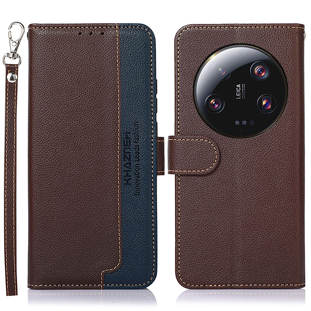 

Khazneh Für Xiaomi 13 Ultra RFID Blocking Wallet Leder Phone Hülle Litchi Textur Stand Cover - Braun, Xiaomi 13 Ultra
