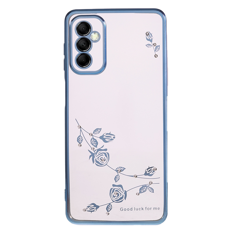 

Für Samsung Galaxy M52 5G Strassblume Weiche TPU -hülle Elektroplieren Klare Telefonabdeckung - Blau, Samsung Galaxy M52 5G