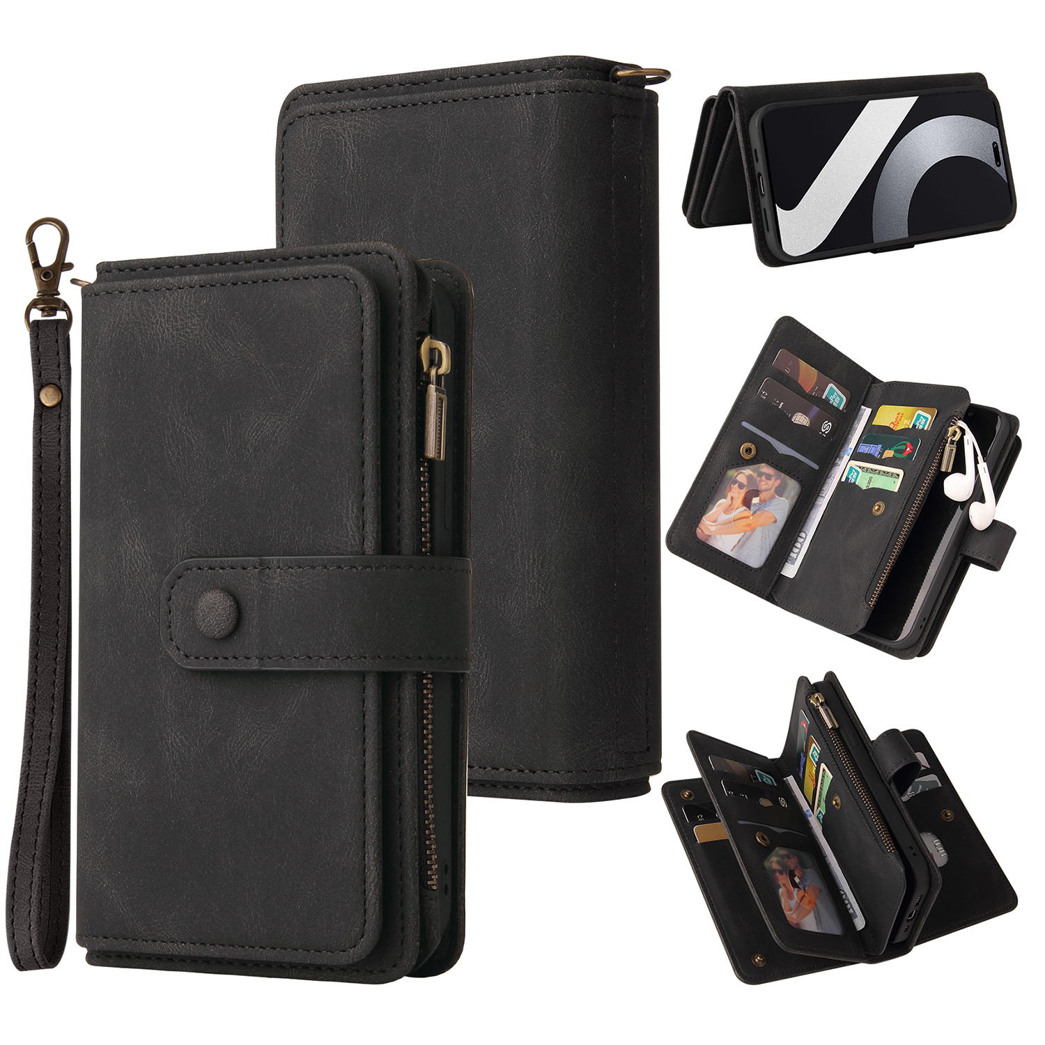 

Für Xiaomi 13 Lite / Civi 2 5G Reißverschluss Taschenbrieftasche Koff - Schwarz, Xiaomi 13 Lite