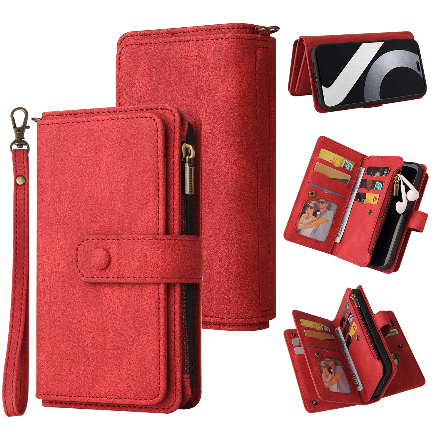 

Für Xiaomi 13 Lite / Civi 2 5G Reißverschluss Taschenbrieftasche Koff - Rot, Xiaomi 13 Lite