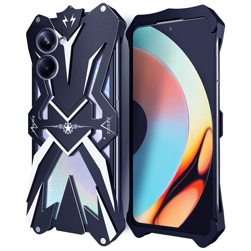 

Für Realme 10 Pro 5G Tough Metal Case Aluminiumlegierung Kratzfeste Telefonabdeckung - Schwarz, Realme 10 Pro 5G