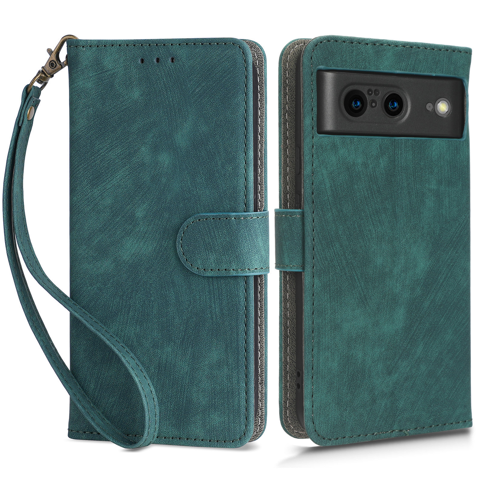 

Für Google Pixel 8 RFID Blocking Wallet Case PU Lederständer Telefonabdeckung Mit Riemen - Grün, Google Pixel 8