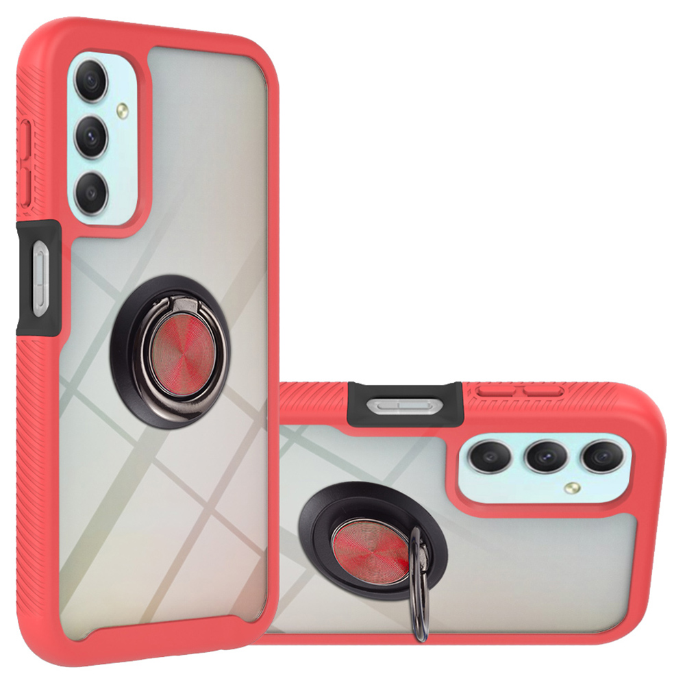 

YB Pc-serie-5 Für Samsung Galaxy A24 4G Clear Protective Case PC+TPU Ring Kickstand Telefonabdeckung - Rot, Galaxy A24 4G
