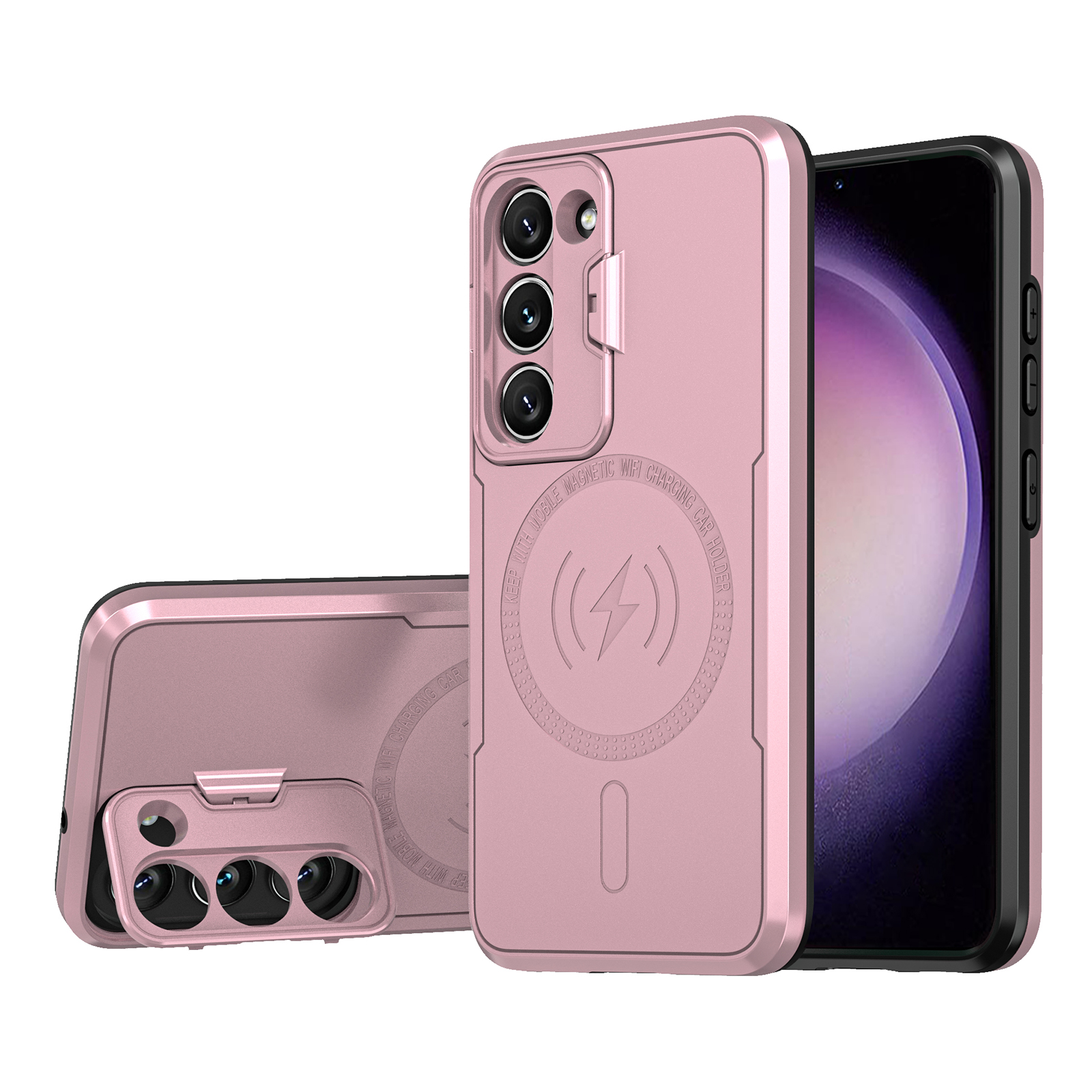 

Für Samsung Galaxy S23+ Hartes PC Soft TPU -rüstungs -handy -lens -rahmen -schütze Schutzabdeckung - Roségold, Galaxy S23+