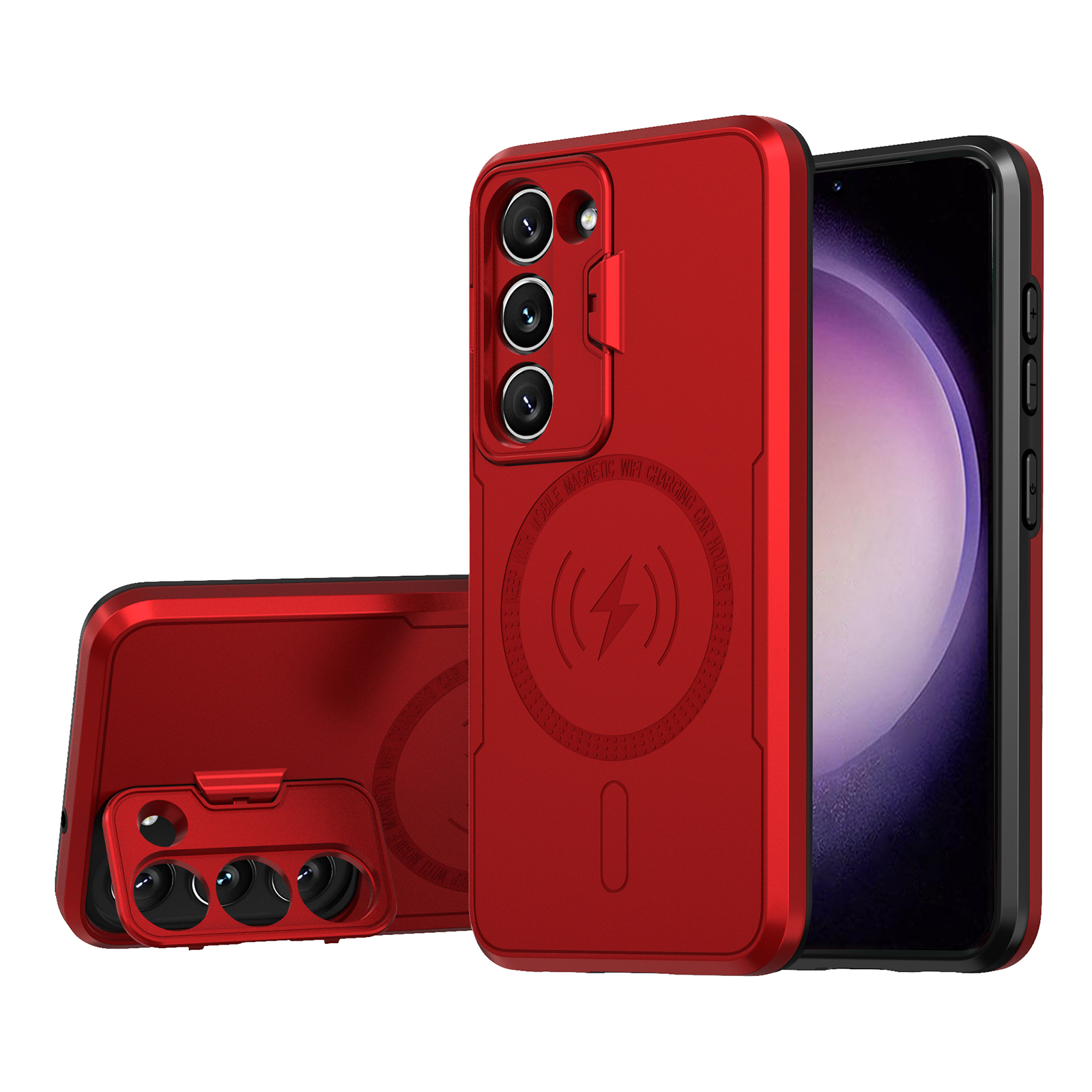 

Für Samsung Galaxy S23+ Hartes PC Soft TPU -rüstungs -handy -lens -rahmen -schütze Schutzabdeckung - Rot, Galaxy S23+