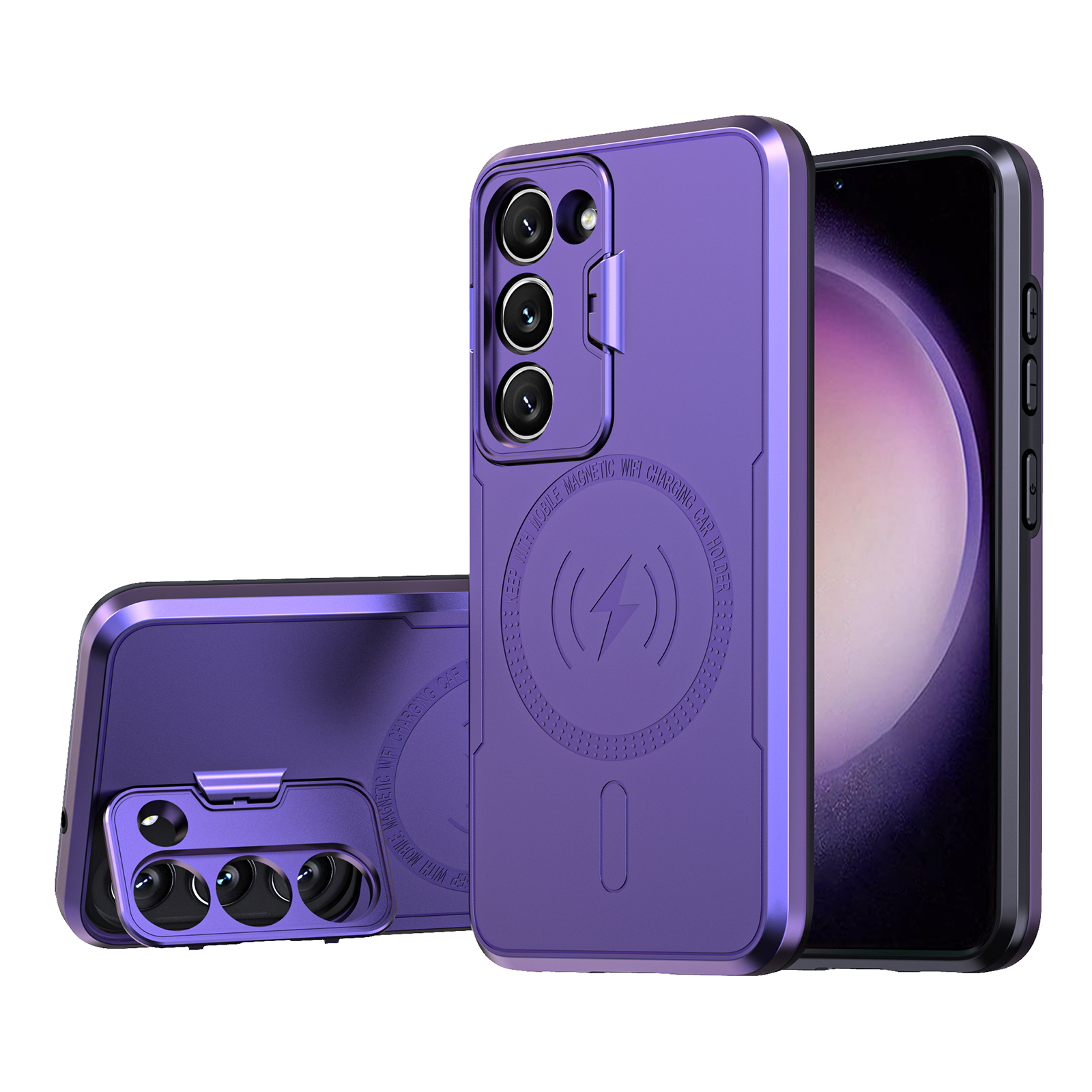 

Für Samsung Galaxy S23+ Hartes PC Soft TPU -rüstungs -handy -lens -rahmen -schütze Schutzabdeckung - Lila, Galaxy S23+