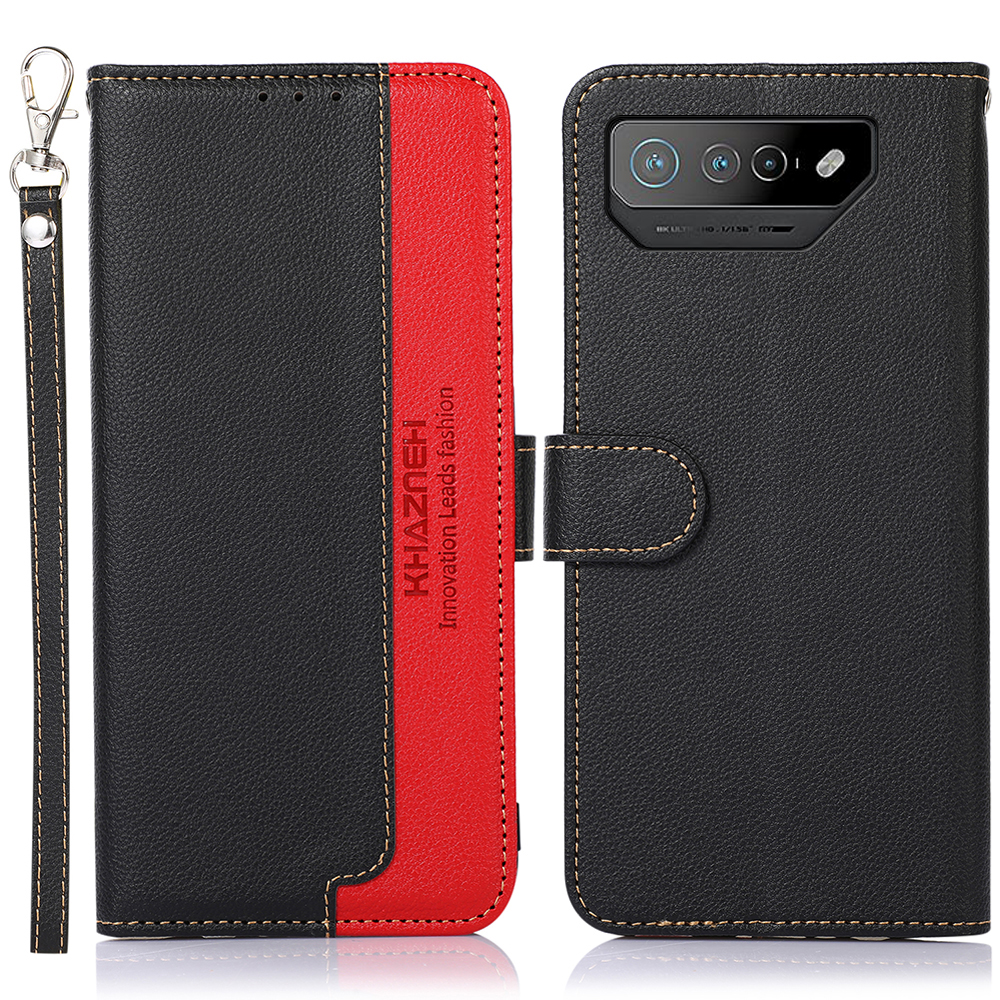 

Khazneh Für Asus Rog Telefon 7 5g Litchi Textur Brieftasche Telefon Deckung RFID Blockierende PU -ledertasche - Schwarz, Asus ROG Phone 7 5G