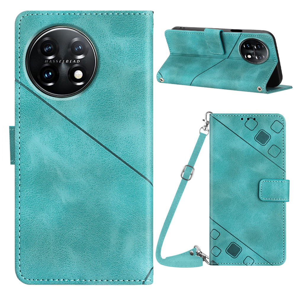 

PT005 Yb-spartreihe 7 Für OnePlus 11 5G Flip Folio Cover Wallet PU Leder Gedruckter Ständer Telefonhülle Mit Schultergurt - Grün, OnePlus 11 5G
