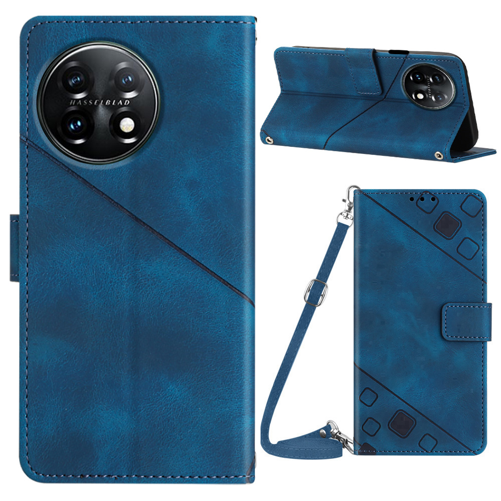 

PT005 Yb-spartreihe 7 Für OnePlus 11 5G Flip Folio Cover Wallet PU Leder Gedruckter Ständer Telefonhülle Mit Schultergurt - Saphir, OnePlus 11 5G
