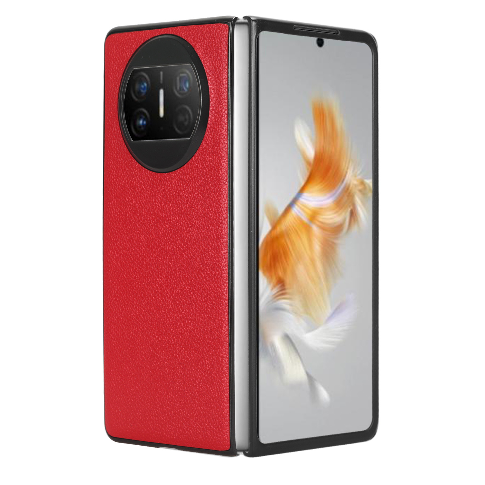 

Für Huawei Mate X3 5G Telefonhülle Litchi Textur PU Leder Beschichtete Schutzhilfe - Rot, Huawei Mate X3 5G