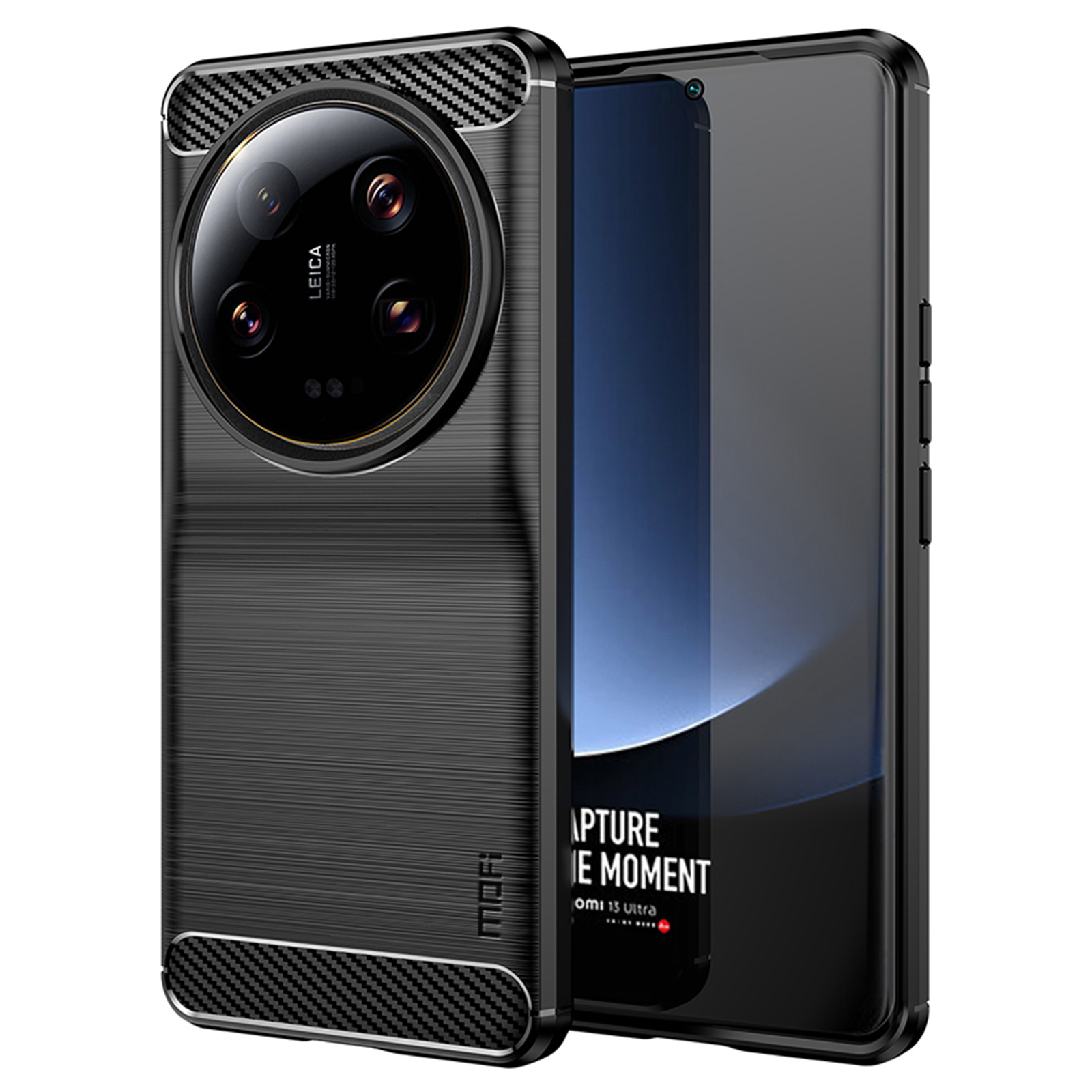

Mofi JK TPU Serie-1 Für Xiaomi 13 Ultra Soft TPU Phone Hülle Carbonfaser Zurückgebissen - Schwarz, Xiaomi 13 Ultra