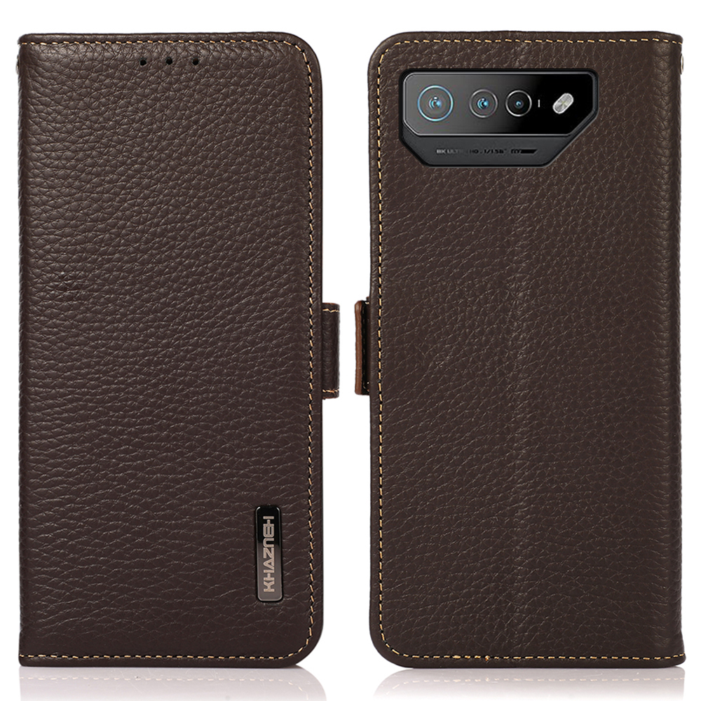 

Khazneh Für Asus Rog Phone 7 5g Wallet Hülle Mit RFID Blockiert Echte Kuh -lederständer Telefonabdeckung - Braun, Asus ROG Phone 7 5G