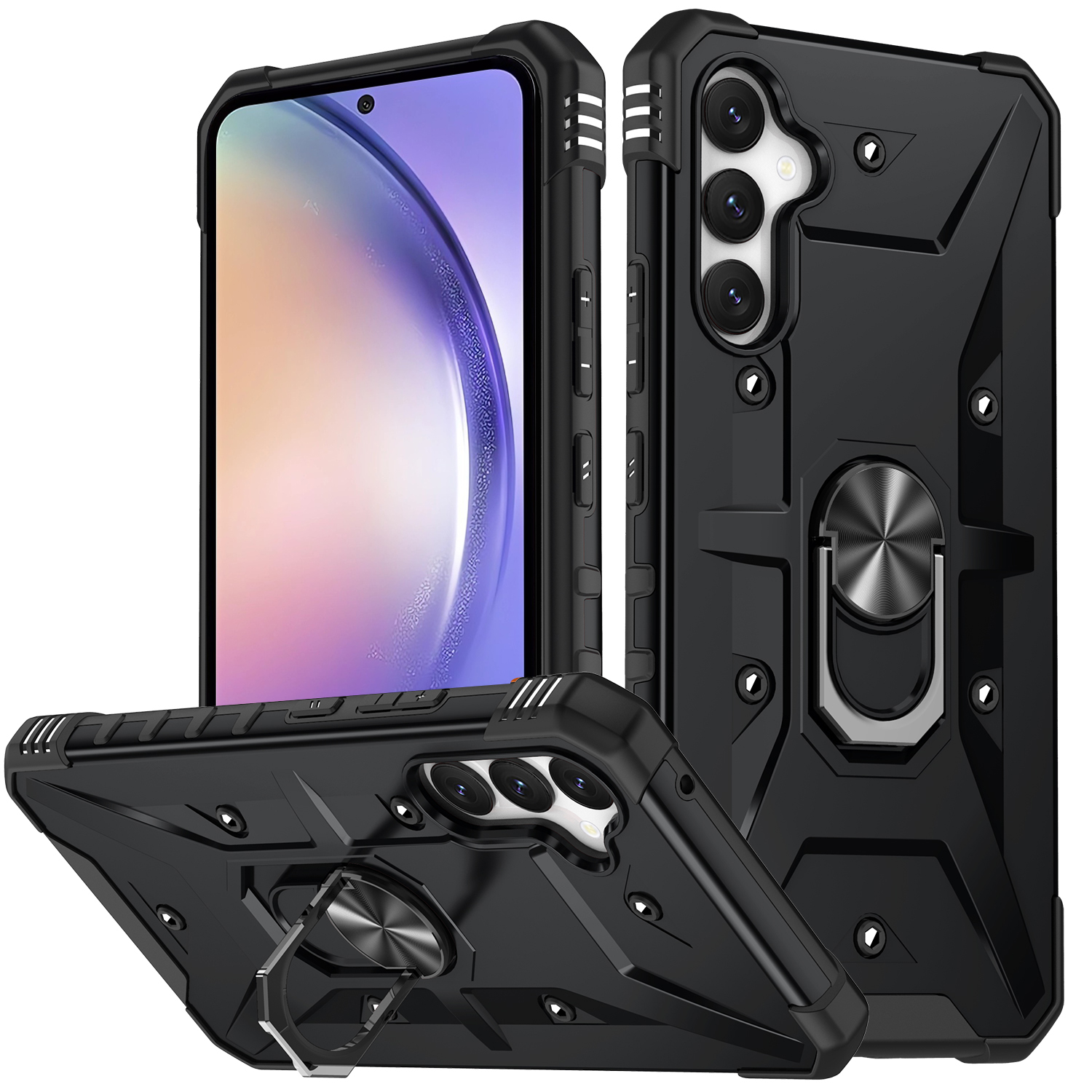

Für Samsung Galaxy A54 5G PC+TPU Drop Protective Cover Ring Ring Kickstand Mobiltelefon Fall - Schwarz, Galaxy A54 5G