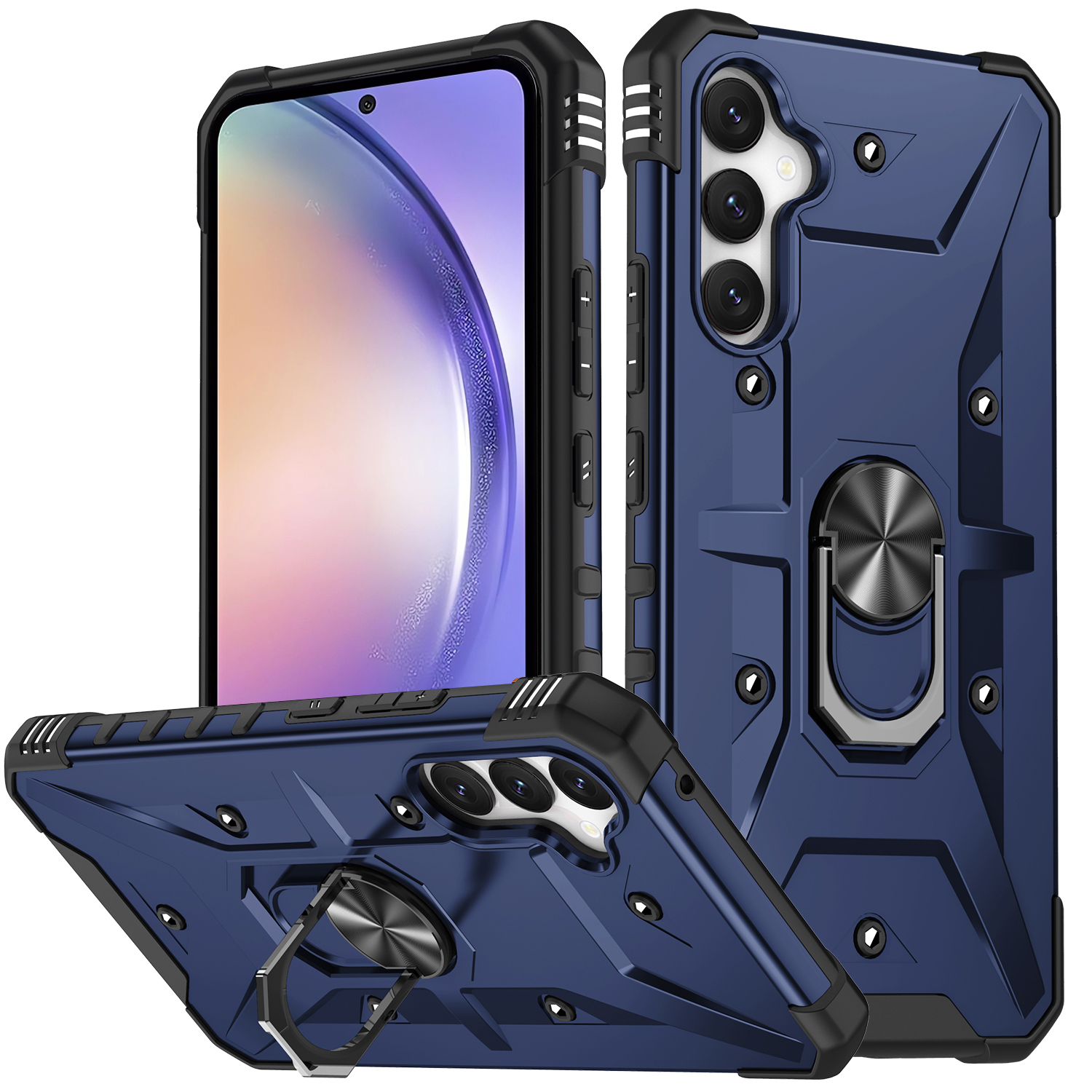 

Für Samsung Galaxy A54 5G PC+TPU Drop Protective Cover Ring Ring Kickstand Mobiltelefon Fall - Blau, Galaxy A54 5G