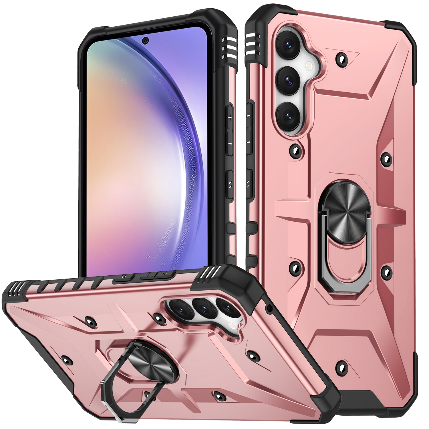 

Für Samsung Galaxy A54 5G PC+TPU Drop Protective Cover Ring Ring Kickstand Mobiltelefon Fall - Roségold, Galaxy A54 5G