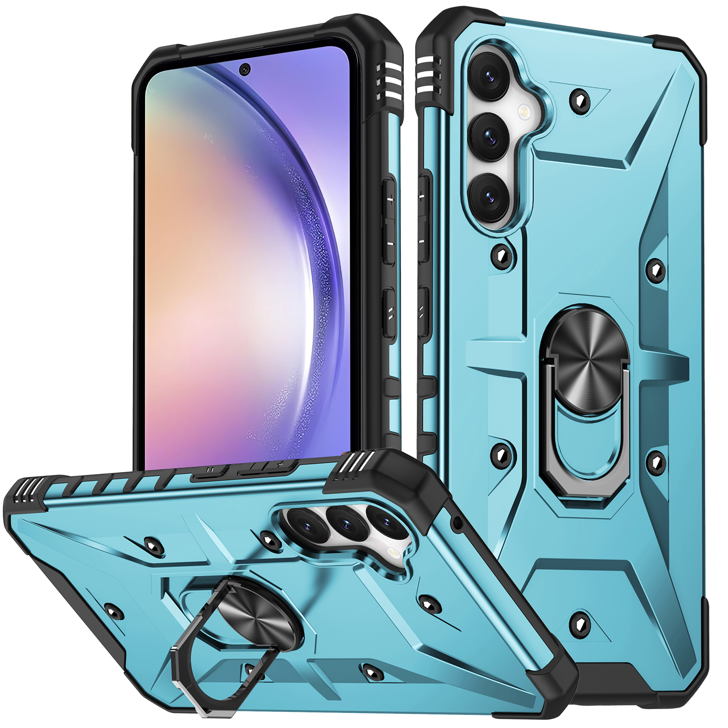 

Für Samsung Galaxy A54 5G PC+TPU Drop Protective Cover Ring Ring Kickstand Mobiltelefon Fall - Baby Blau, Galaxy A54 5G