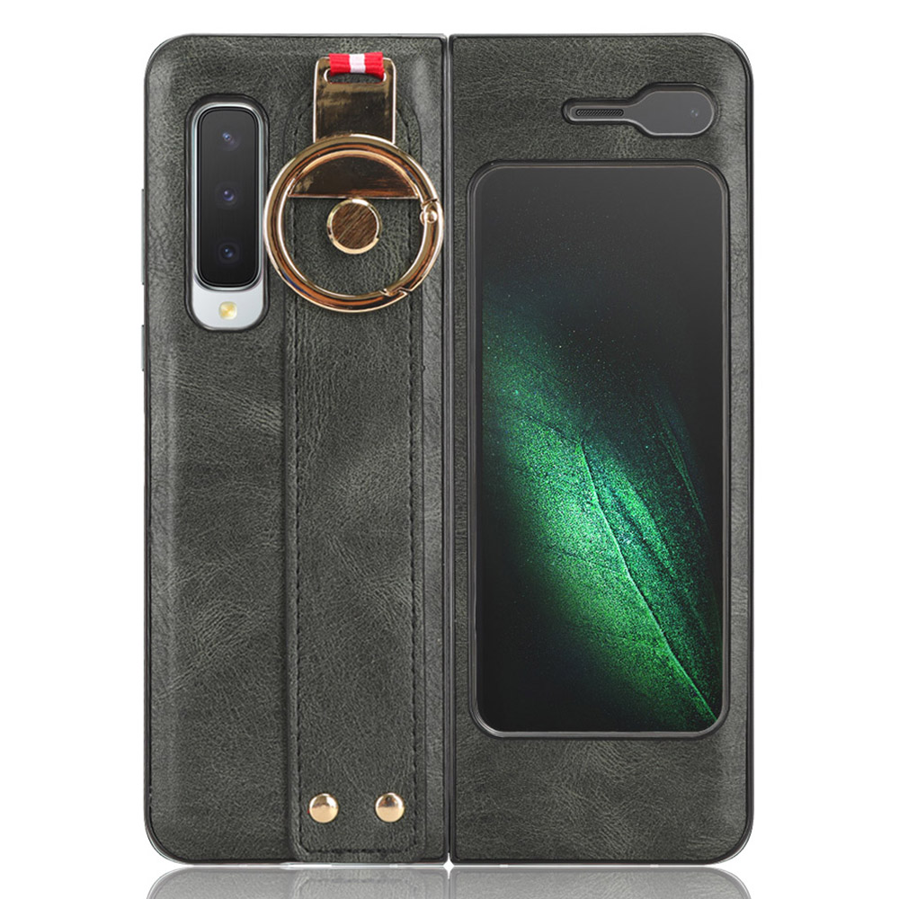 

Für Samsung Galaxy Fold 5G (W20) Lederbeschichtete PC+TPU Back Case Armband Anti-kratzer-telefonabdeckung Mit Nackengurt - Grün, Galaxy Fold 5G