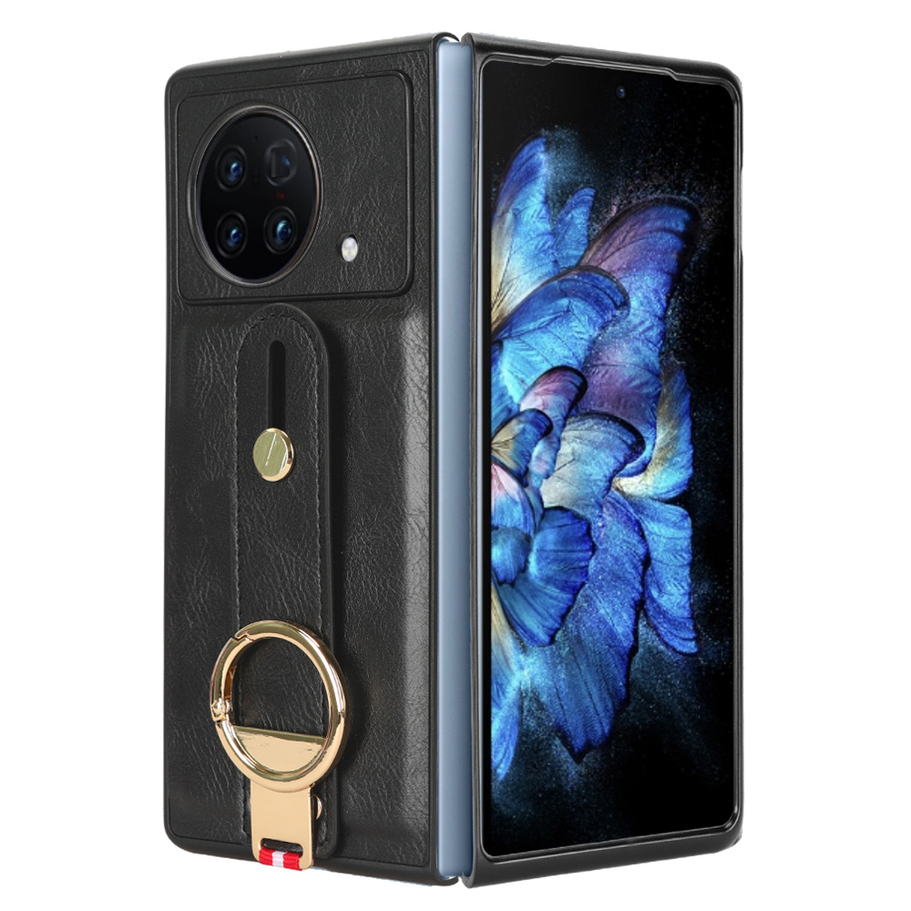 

Armband Telefonabdeckung Für Vivo X -falt, Lederbeschichtungs -pc+tpu -hülle Mit Nackengurt - Schwarz, vivo X Fold