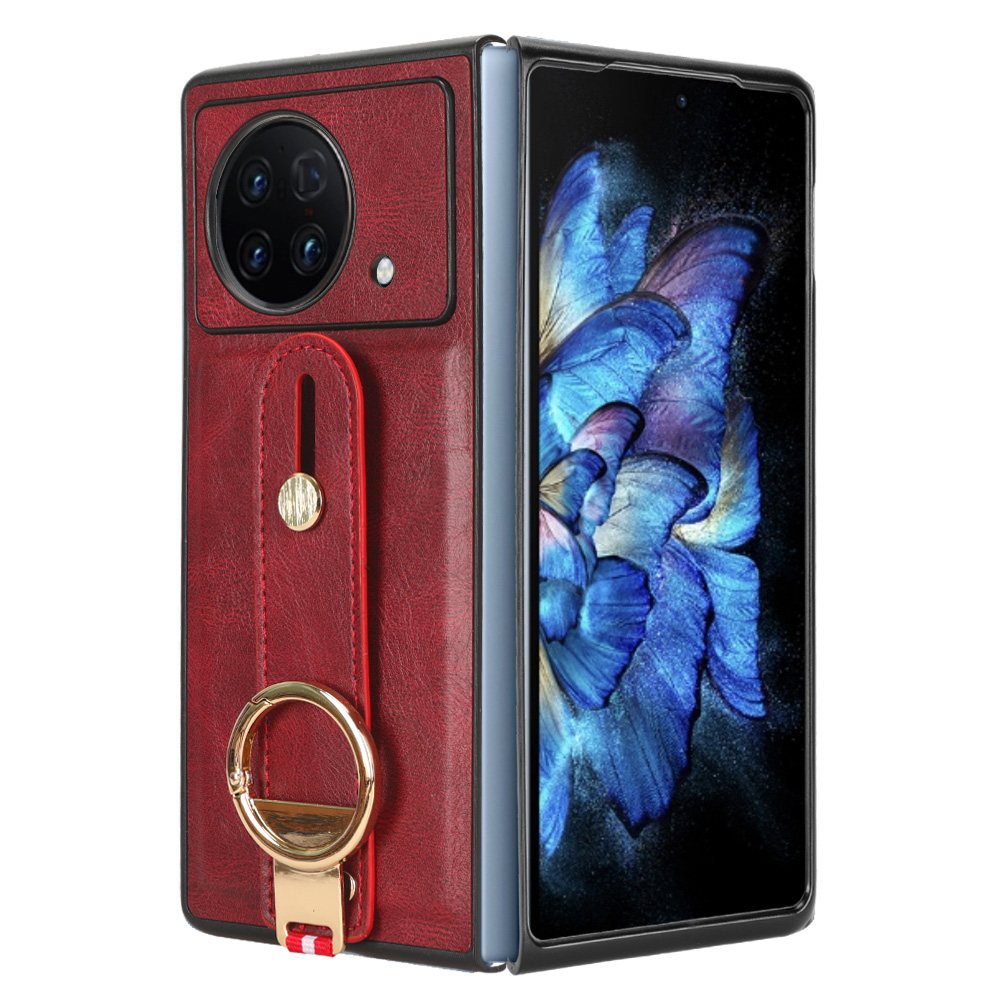 

Armband Telefonabdeckung Für Vivo X -falt, Lederbeschichtungs -pc+tpu -hülle Mit Nackengurt - Rot, vivo X Fold