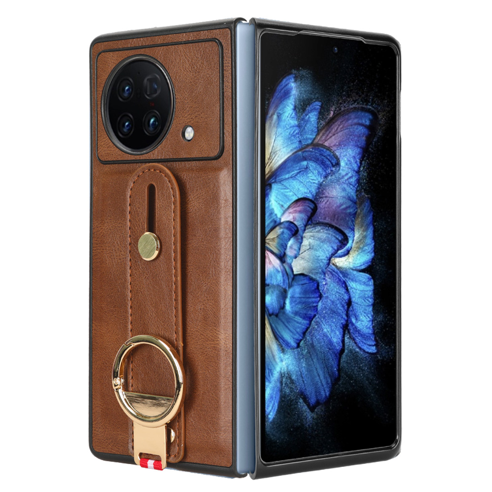

Armband Telefonabdeckung Für Vivo X -falt, Lederbeschichtungs -pc+tpu -hülle Mit Nackengurt - Braun, vivo X Fold