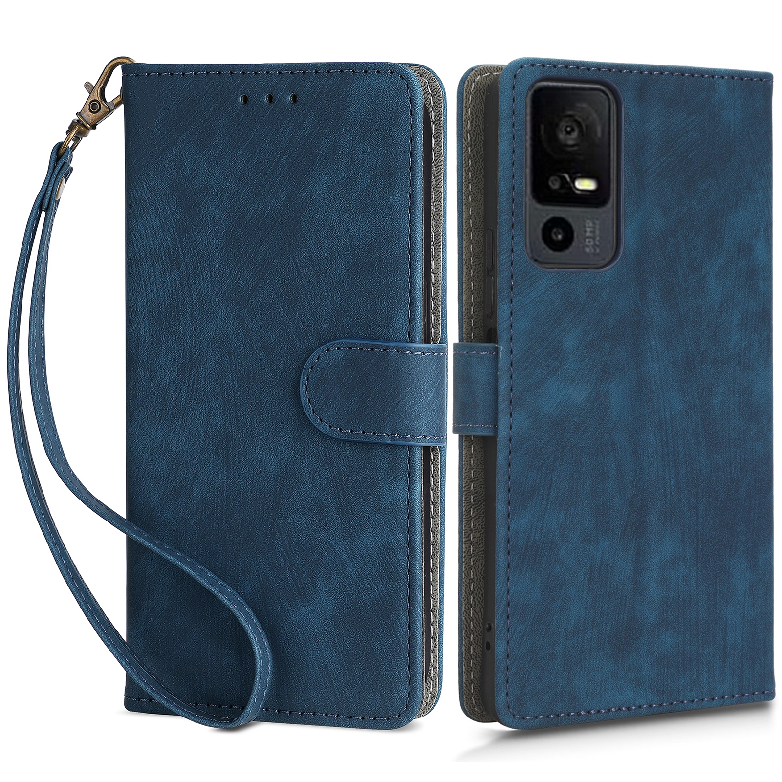 

Für TCL 40 XL RFID Blocking Brieftasche PU Leder -handy -hülle Smartphone -abdeckung Mit Riemen - Blau, TCL 40 XL