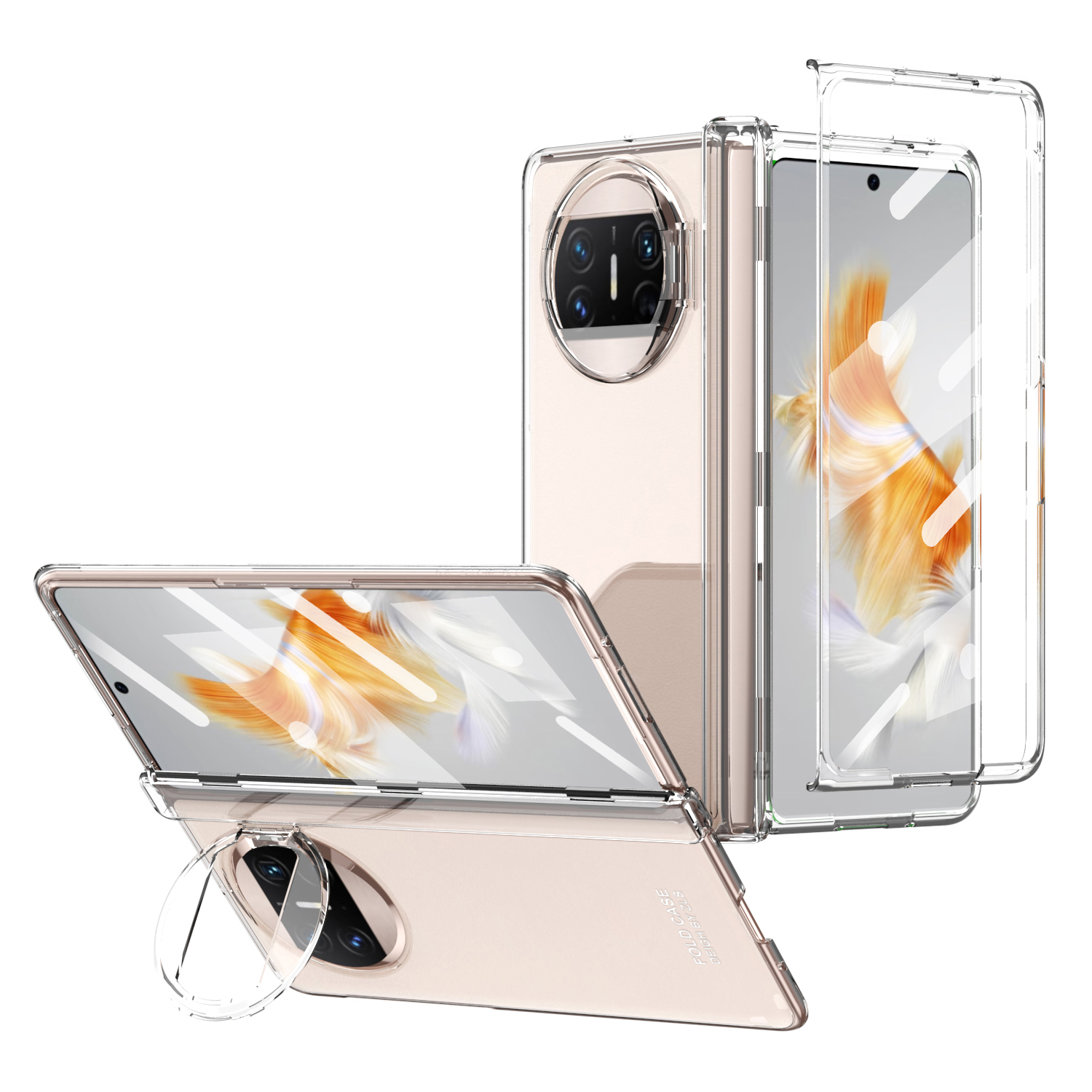 

Für Huawei Mate X3 5G Magnetic Phone Deckung Versteckter Kickstand PC -schutzhülle Mit Glasimmobilienschutz - Transparent, Huawei Mate X3 5G