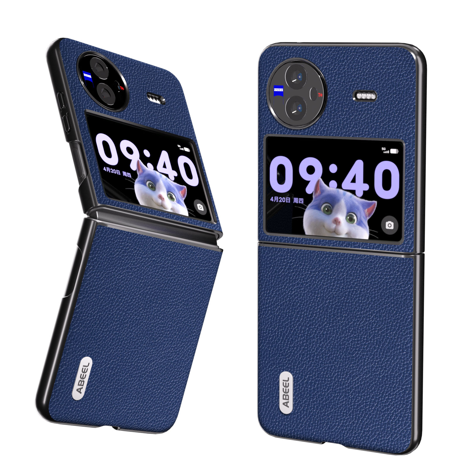 

ABBEL Für Vivo X Flip Cowide Leder + PC Telefonhülle Mattkanten Schockdcoverabdeckung - Blau, vivo X Flip