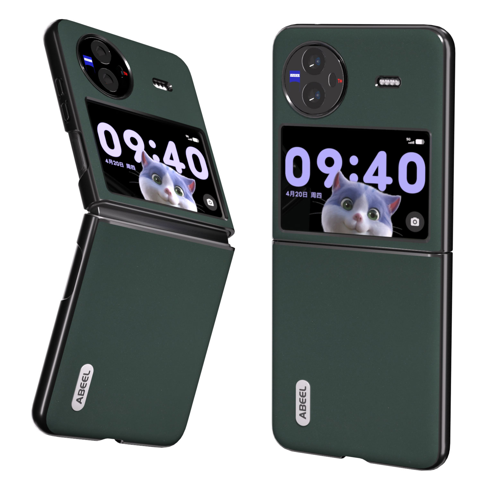 

ABEEL Für Vivo X Flip Cowhide Leder Beschichtete PC -schutzhülle Schockdelie Telefon Hülle - Grün, vivo X Flip