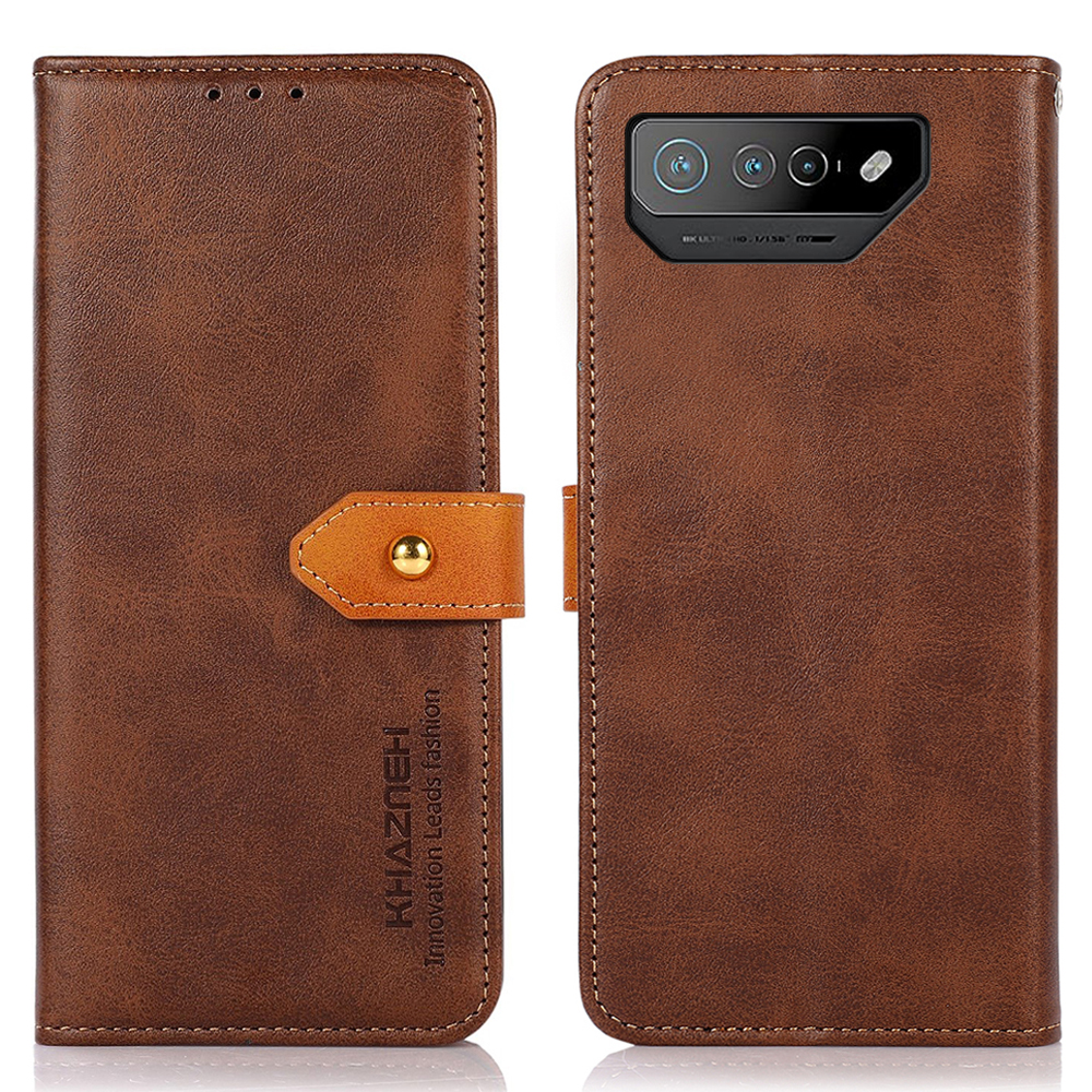 

Khazneh Für Asus Rog Telefon 7 5g / 7 Ultimate 5G Leder Telefonabdeckung Kuhläden Textur Brieftasche Hülle - Braun, Asus ROG Phone 7 5G
