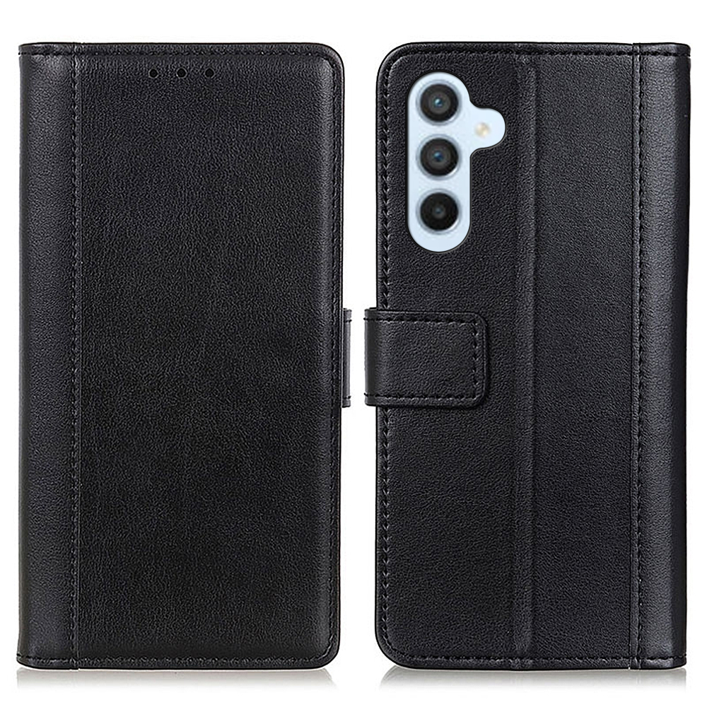 

Für Samsung Galaxy M54 5G Glossy Phone Shell PU Lederabdeckung Gut Geschützter Stand Wallet Hülle - Schwarz, Galaxy F54 5G