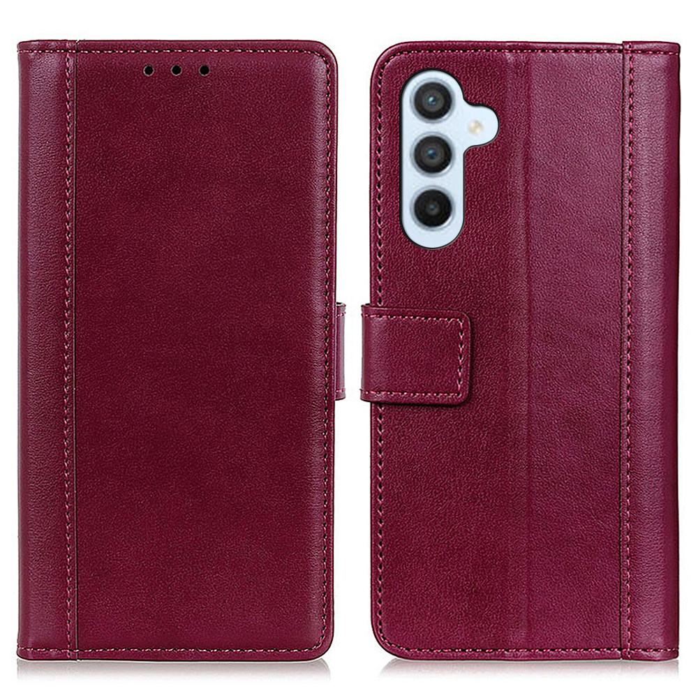 

Für Samsung Galaxy M54 5G Glossy Phone Shell PU Lederabdeckung Gut Geschützter Stand Wallet Hülle - Rot, Galaxy F54 5G