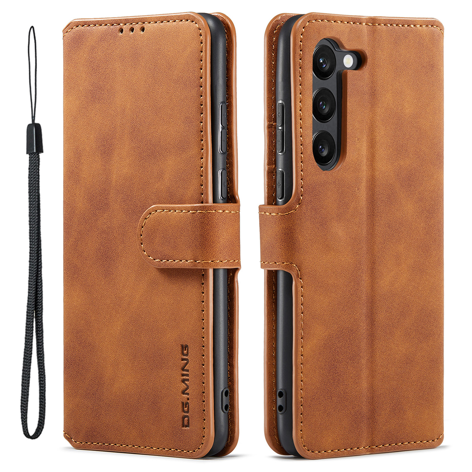 

Dg. Ming Für Samsung Galaxy S23 Retro PU Lederständer Cover Schocksicherheit Brieftasche Telefon Hülle - Braun, Galaxy S23
