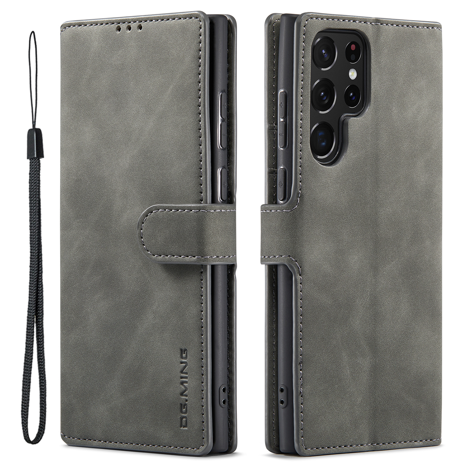 

Dg. Ming Für Samsung Galaxy S23 Ultra Retro PU Leder Anti-droge-abdeckungs-flip-ständer Brieftasche Telefonhülle - Grau, Galaxy S23 Ultra