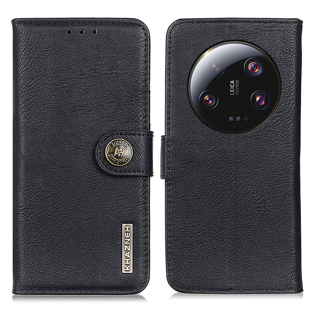 

Khazneh PU Leather Hülle Für Xiaomi 13 Ultra, Cowide Textur Wallet Stand Telefonabdeckung - Schwarz, Xiaomi 13 Ultra
