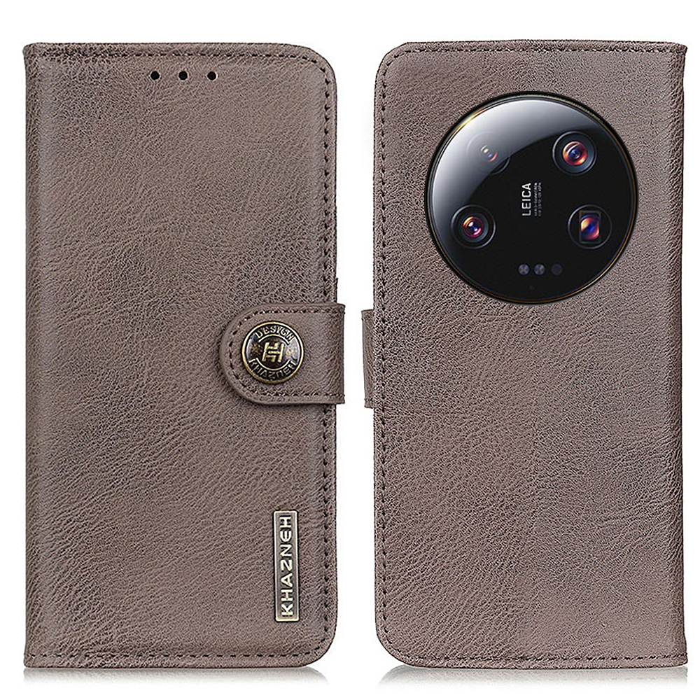 

Khazneh PU Leather Hülle Für Xiaomi 13 Ultra, Cowide Textur Wallet Stand Telefonabdeckung - Khaki, Xiaomi 13 Ultra