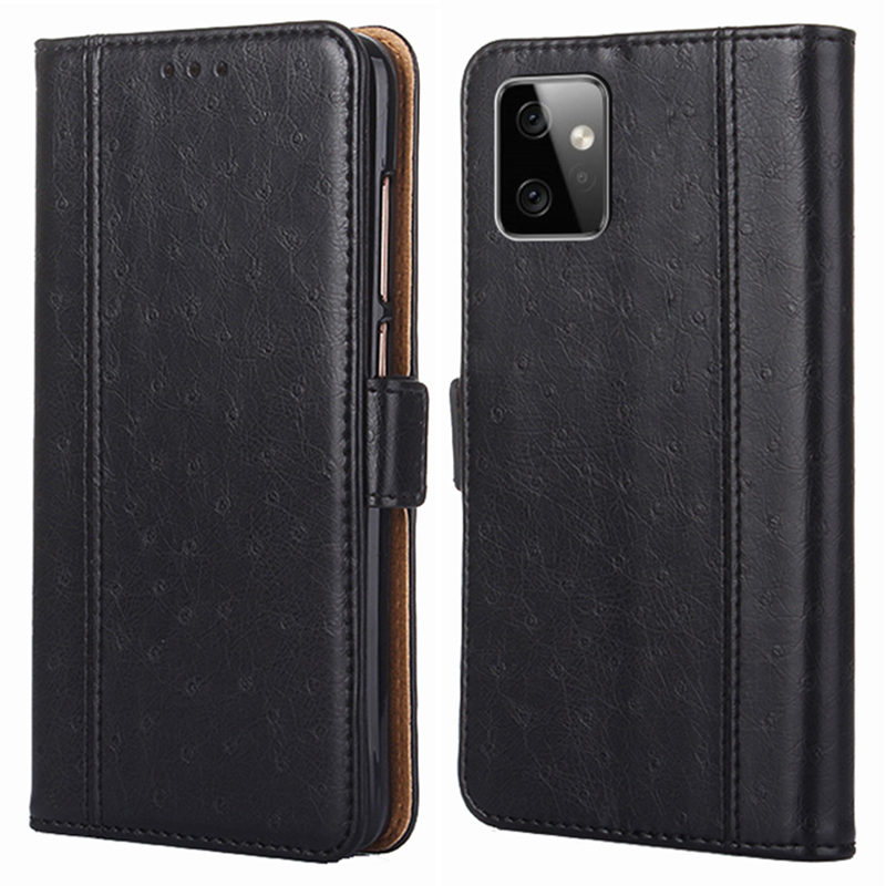 

Flip Leder Hülle Für Motorola Moto G Power 5G Wallet Ständer Strauß Textur Magnetverschluss Telefonabdeckung - Schwarz, Motorola Moto G Power 5G