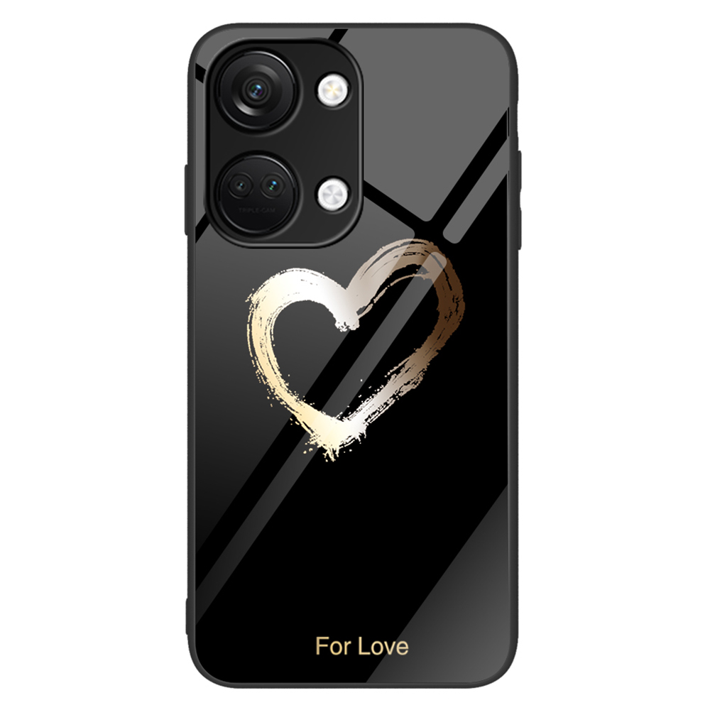 

Telefonkoffer Für OnePlus Ace 2V Temperierte Glasmuster Druckpc+tpu Schockfeste Abdeckung - Für Die Liebe / Schwarz, OnePlus Ace 2V