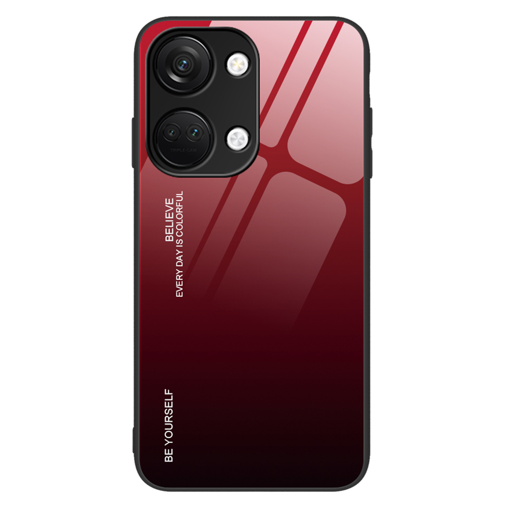 

Für OnePlus Ace 2V Gradienten Temperierte Glas Rückenschale PC + TPU Schockschutzhülle - Rot+schwarz, OnePlus Ace 2V