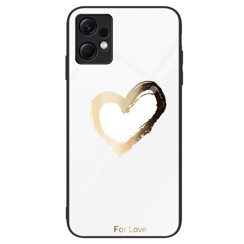 

Für Xiaomi Redmi Note 12 4G Muster Druckphase Harthart -temperaturglas+pc+tpu -stoßdämpfungsabdeckung - Für Die Liebe / Weiss, Xiaomi Redmi Note 12 4G