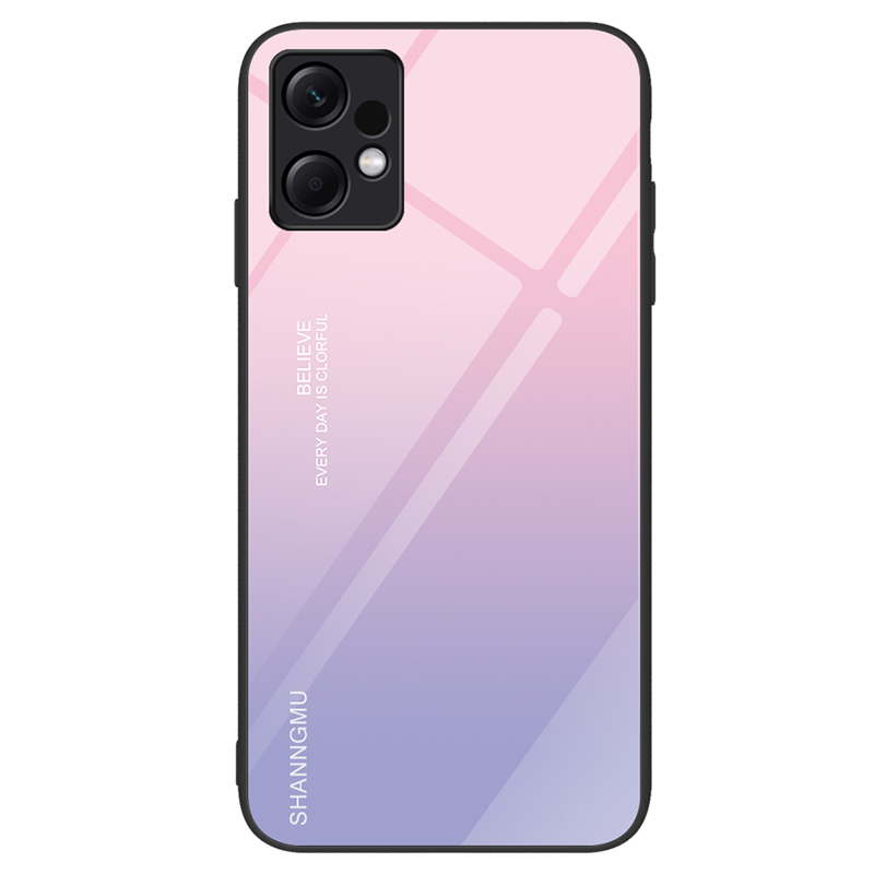 

Für Xiaomi Redmi Note 12 4G Muster Druckphase Harthart -temperaturglas+pc+tpu -stoßdämpfungsabdeckung - Gradient Pink Purpur, Xiaomi Redmi Note 12 4G