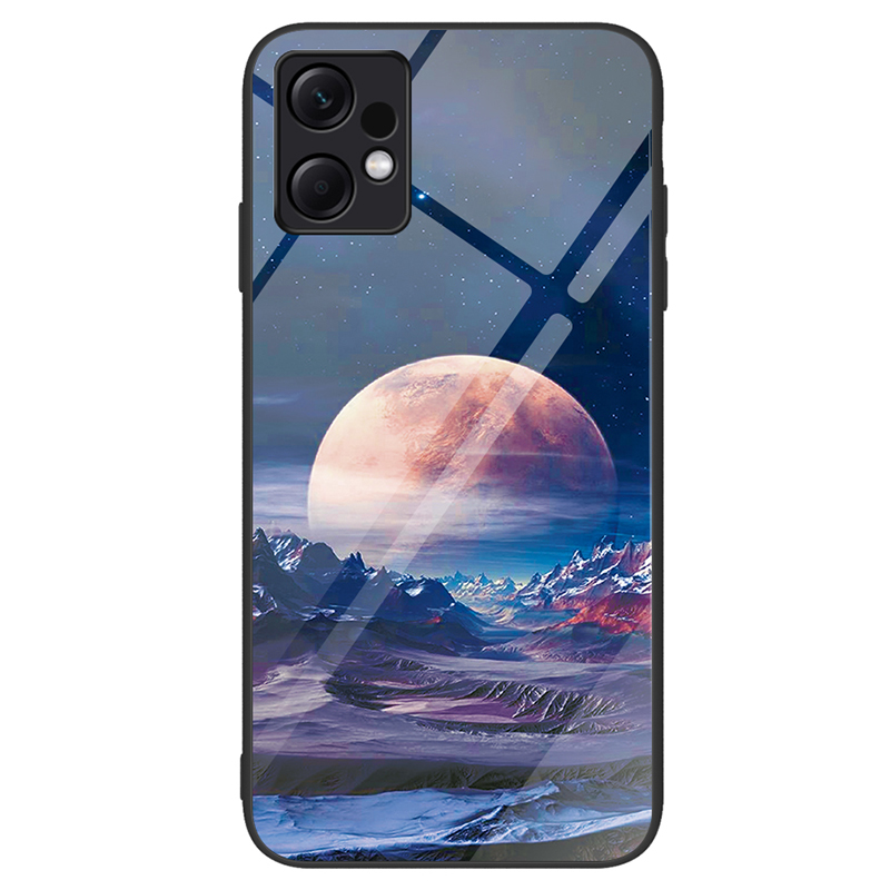 

Für Xiaomi Redmi Note 12 4G Muster Druckphase Harthart -temperaturglas+pc+tpu -stoßdämpfungsabdeckung - Weißer Planet, Xiaomi Redmi Note 12 4G