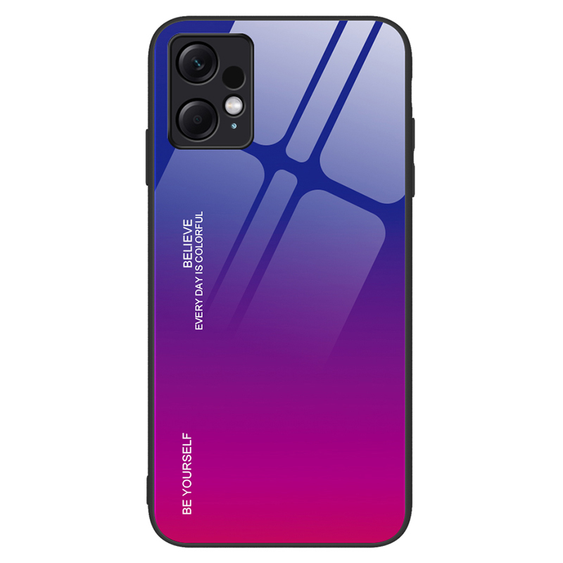 

Für Xiaomi Redmi Note 12 4G Gradientenfarbe Phone Zurückgeschmpftes Glas + PC + TPU Schockdes Schutzschutzabdeckung - Blau+rose, Xiaomi Redmi Note 12 4G