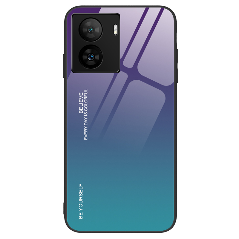 

Für Vivo Iqoo Z7 5G Gradient Harttemperiertes Glas Hülle PC + TPU Anti-scratch-telefonabdeckung - Lila+blau, vivo iQOO Z7 5G